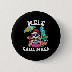 Bóton Redondo 5.08cm Mele Kalikimaka Hawaii Papais noeis de surfe no Na