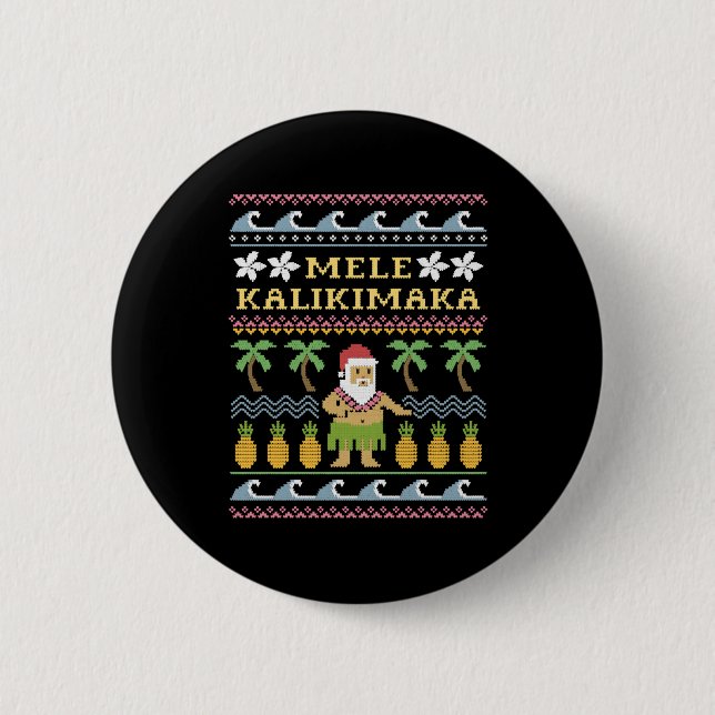 Bóton Redondo 5.08cm Mele Kalikimaka Natal (Frente)