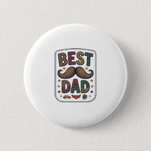 Bóton Redondo 5.08cm Melhor Design de Pai Bigode Vintage Vector Pai_1