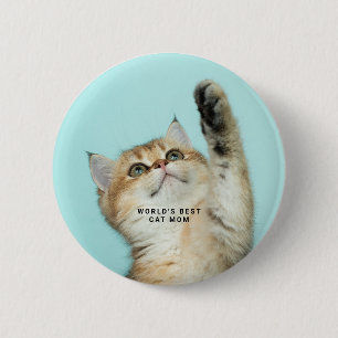 Bóton Redondo 5.08cm Melhor Mãe de Gato do Mundo Foto Personalizada