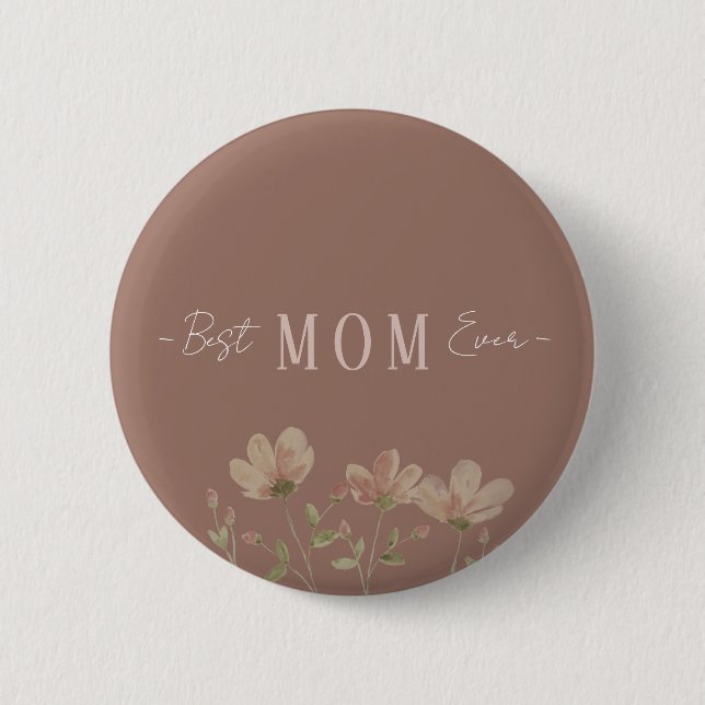 Bóton Redondo 5.08cm Melhor Mãe de Todos os Tempos, Fofo, Minimalista,  (Frente)