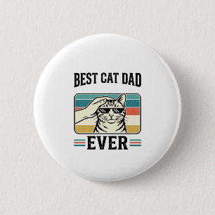 Bóton Redondo 5.08cm Melhor Pai de Gato de Todos os Tempos Design Vinta
