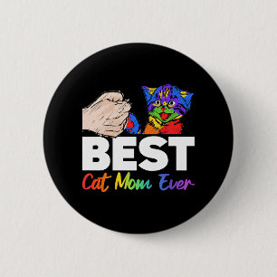 Bóton Redondo 5.08cm Melhor Pai De Gato Dia de as mães Arco-Íris Colori