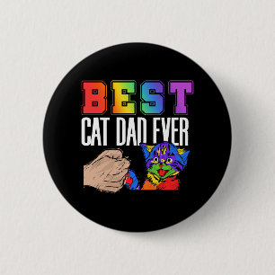 Bóton Redondo 5.08cm Melhor Pai De Gato Dia de os pais Arco-Íris Colori
