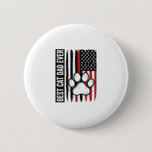 Bóton Redondo 5.08cm Melhor Pai de Gato Patriota Desenho de Bandeira de