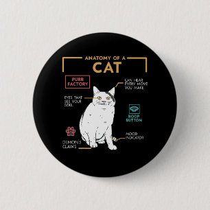 Bóton Redondo 5.08cm Meme de Gato Estranho e Engraçado Sorridente, Anat