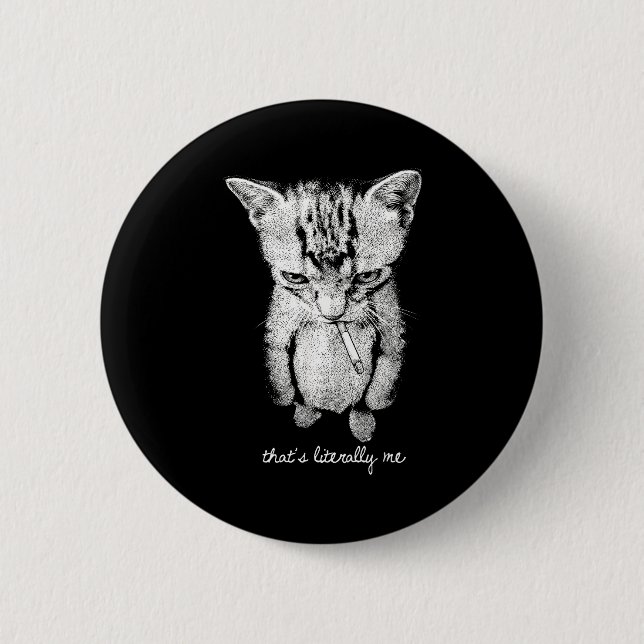 Bóton Redondo 5.08cm meme de gato maluco fumando kitten de pé  (Frente)
