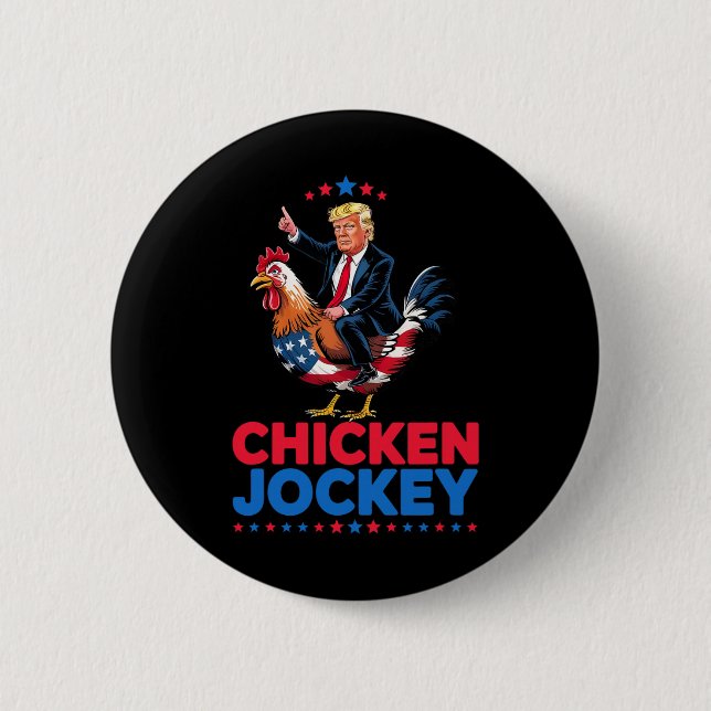 Bóton Redondo 5.08cm Meme Engraçado do Trump de Jóquei de Frango (Frente)