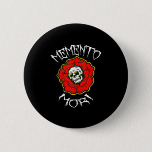 Bóton Redondo 5.08cm Memento Mori Flor Tradicional de Tatuagem & Cr