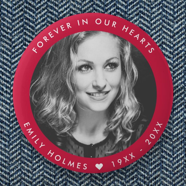 Bóton Redondo 5.08cm Memorial Moderno | Fotografia Funeral Rosa (Criador carregado)