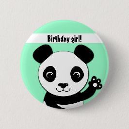 Bóton Redondo 5.08cm Menina bonito simples do aniversário da panda
