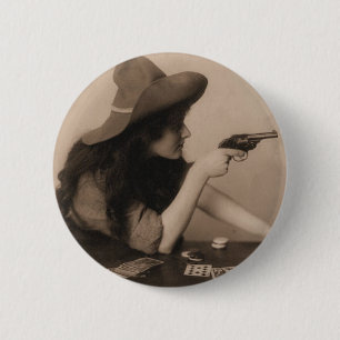 Bóton Redondo 5.08cm Menina da vaca do vintage