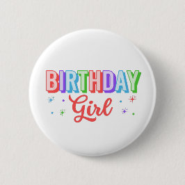 Bóton Redondo 5.08cm Menina de Aniversário