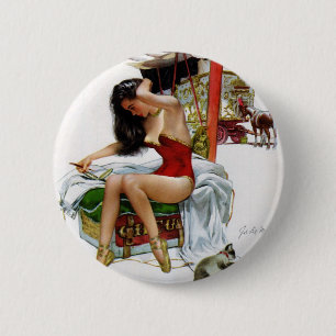 Bóton Redondo 5.08cm Menina de Arte Vintage do Circus Beauty