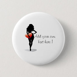 Bóton Redondo 5.08cm Menina de botões com coração vermelho