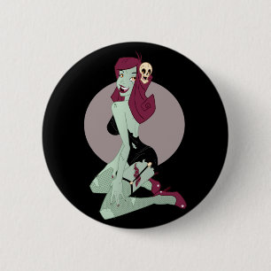 Bóton Redondo 5.08cm Menina de Pin-Up Zombie bonita