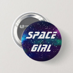 Bóton Redondo 5.08cm Menina Espacial Identidade de Galáxia Personalizáv