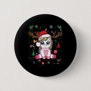 Bóton Redondo 5.08cm Meninas de Natal bonitas Mulheres Xmas Unicorn Dee