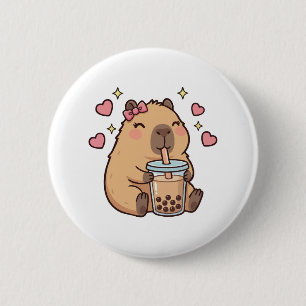 Bóton Redondo 5.08cm Meninas Fofas Capivara Ramen Kawaii Chá Kawaii Cap