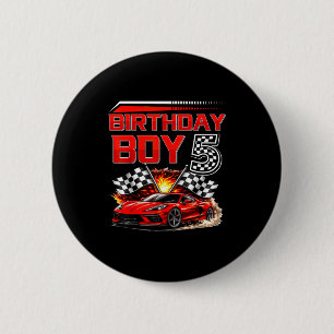 Bóton Redondo 5.08cm Menino de aniversário de 5 anos carro de corrida 5
