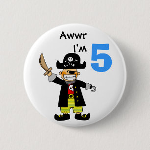Bóton Redondo 5.08cm Menino do pirata da criança de 5 anos