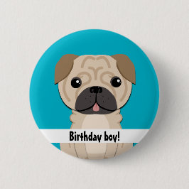 Bóton Redondo 5.08cm Menino simples do aniversário do pug