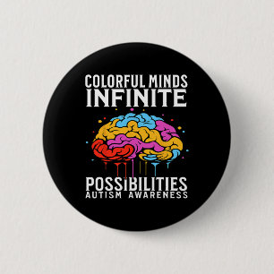 Bóton Redondo 5.08cm Mentes Coloridas Sensibilizam Crianças Autismo Ofe