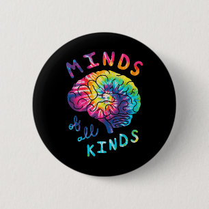Bóton Redondo 5.08cm Mentes De Todos os Tipos Neurodiversidade Tie Dye 