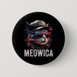 Bóton Redondo 5.08cm Meowica 4 De Julho Cat American Flag America