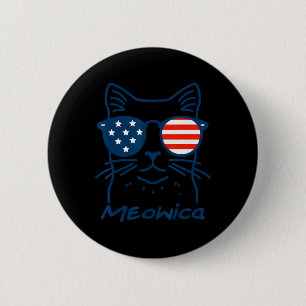 Bóton Redondo 5.08cm Meowica Usa América Cat 4 De Julho Patriótico Engr
