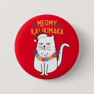 Bóton Redondo 5.08cm Meowy Kalikimaka - Feliz Natal para Gatos