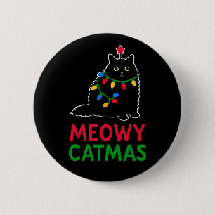 Bóton Redondo 5.08cm Meowy Natal Felino