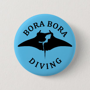 Bóton Redondo 5.08cm Mergulho Scuba Com Raios Manta Em Bora Bora