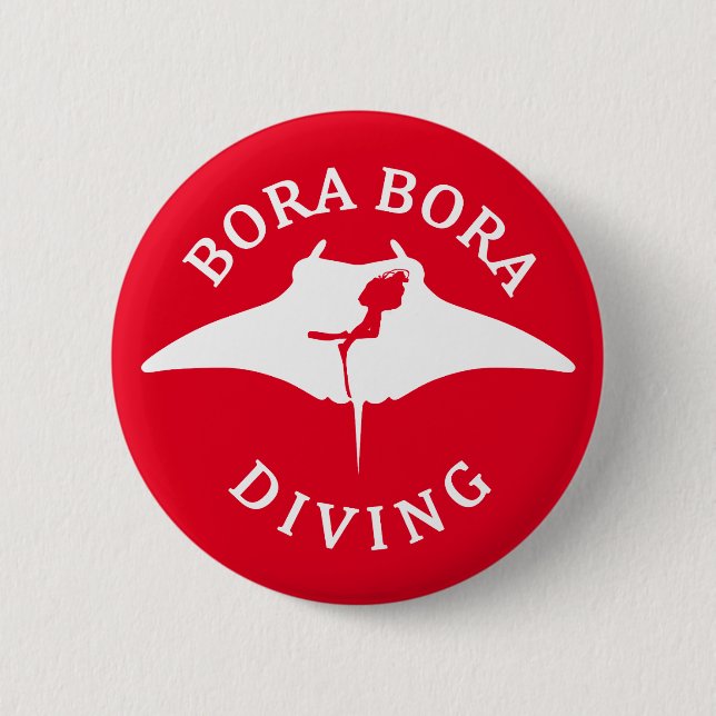 Bóton Redondo 5.08cm Mergulho Scuba Com Raios Manta Em Bora Bora (Frente)