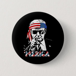 Bóton Redondo 5.08cm Merica Trump Happy 4 De Julho Bandeira Americana T