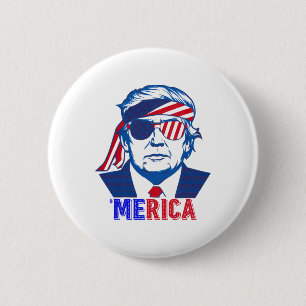Bóton Redondo 5.08cm Merica Trump Happy 4 De Julho Bandeira Americana T