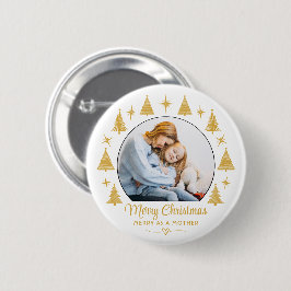 Bóton Redondo 5.08cm Merry Christmas Merry As A Mother White Gold Photo