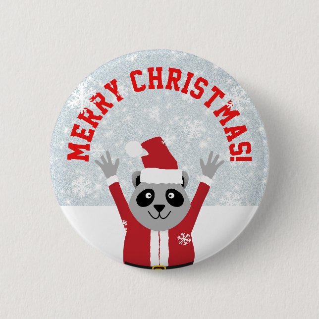 Bóton Redondo 5.08cm Merry Christmas Raccoon (Frente)