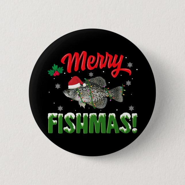 Bóton Redondo 5.08cm Merry Fishmas Christmas Fish lover (Frente)