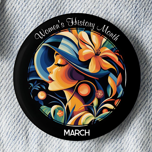 Bóton Redondo 5.08cm Mês da História da Mulher (Women's History Month)