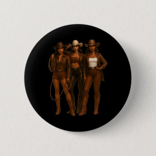 Bóton Redondo 5.08cm Mês da História Negra Cowgirl Ocidental Afro Mulhe