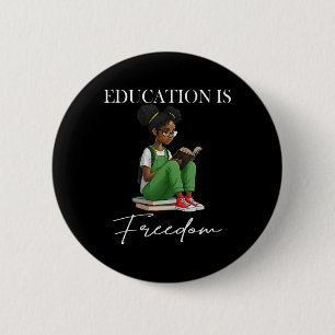 Bóton Redondo 5.08cm Mês da História Negra Educação É Livros Liberdade 