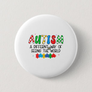 Bóton Redondo 5.08cm Mês De Consciência Autismo Apoiam A Visão Do Mundo