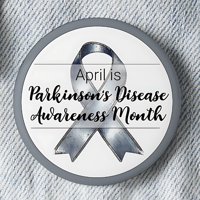 Bóton Redondo 5.08cm Mês de Consciência da Doença de Parkinson em abril (April is Parkinson's Disease Awareness Month pinback button.)