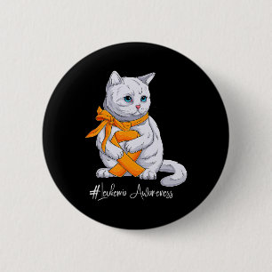 Bóton Redondo 5.08cm Mês de Consciência Gato de Fita Laranja