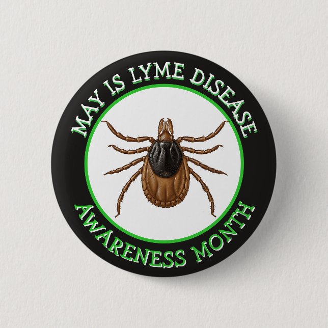 Bóton Redondo 5.08cm Mês de Conscientização da Doença de Lyme | Carrapa (Frente)