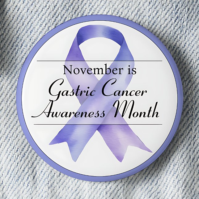 Bóton Redondo 5.08cm Mês de Sensibilização do Cancer Gástrico de novemb (Periwinkle awareness ribbon.  November is Gastric (stomach) Cancer Awareness Month.)