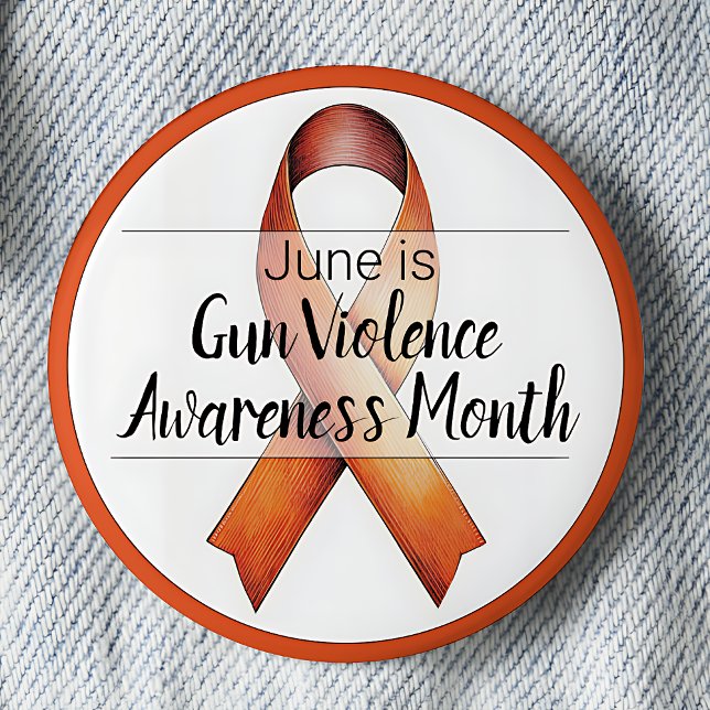 Bóton Redondo 5.08cm Mês de Sensibilização para a Violência das Armas d (Orange awareness ribbon.  June is Gun Violence Awareness month.)