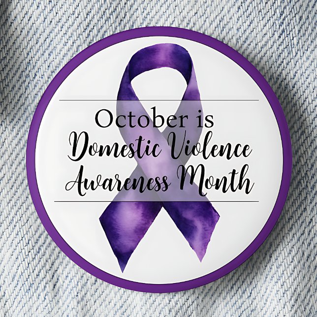 Bóton Redondo 5.08cm Mês de Sensibilização para a Violência Doméstica d (October is Domestic Violence Awareness Month pinback button.)