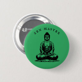 Bóton Redondo 5.08cm Mestre Zen - Meditação de Buda Verde